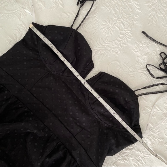 NWOT Lulus Romantic Spot Black Polka Dot Mesh Tiered Midi Dress Medium - Picture 10 of 11